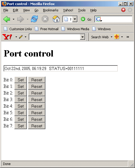 Control del puerto paralelo desde pagina web