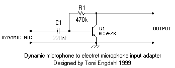 Dynamic to electret mic