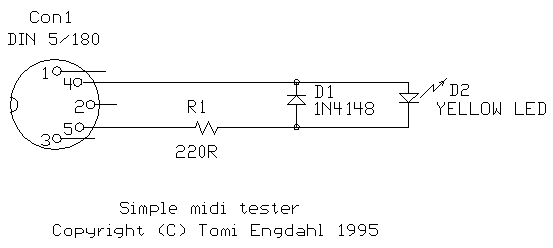 MIDI tester circuit