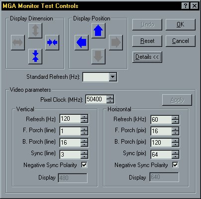 Matrox Monitor configuration program screenshot