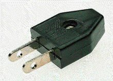 Ungrounded mains connector used in USA