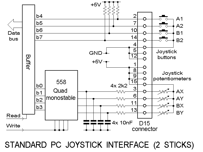 cicuit diagram of PC joystick interface